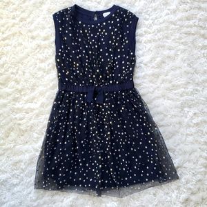 Crewcuts Navy Dress Gold stars Size 6 EUC Tulle holiday Chrismas party